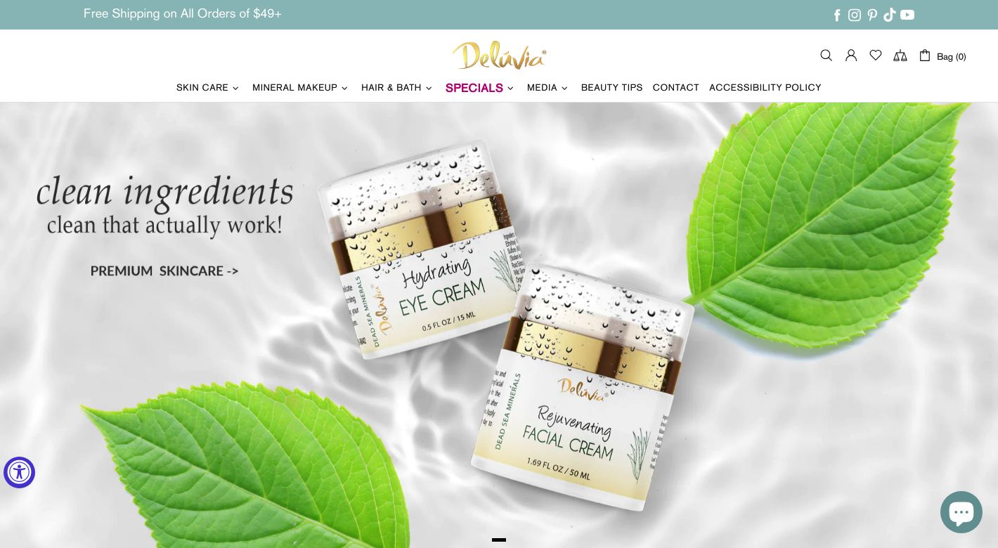 Deluvia Skincare and Cosmetics Website