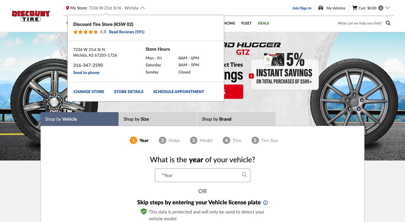 Discount Tire Website