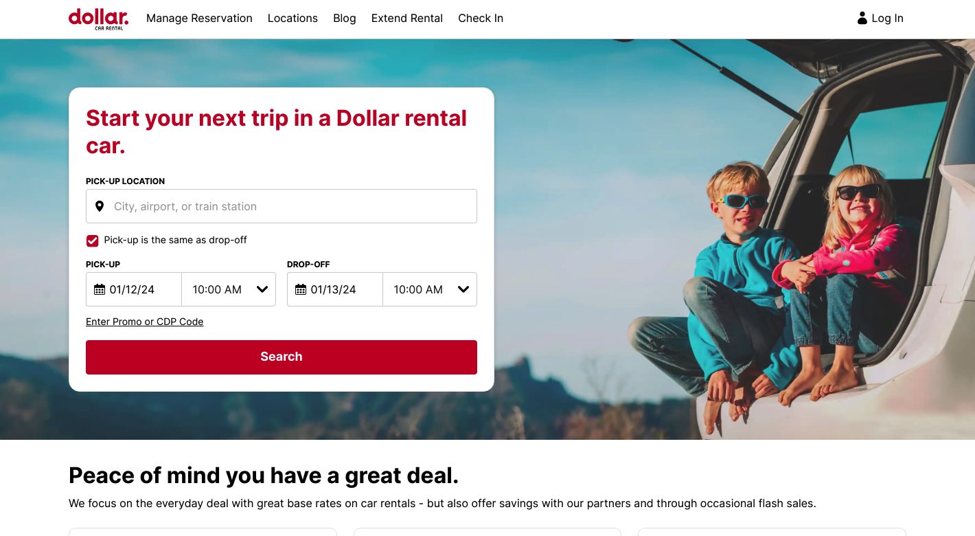 Dollar Rent-a-Car Website