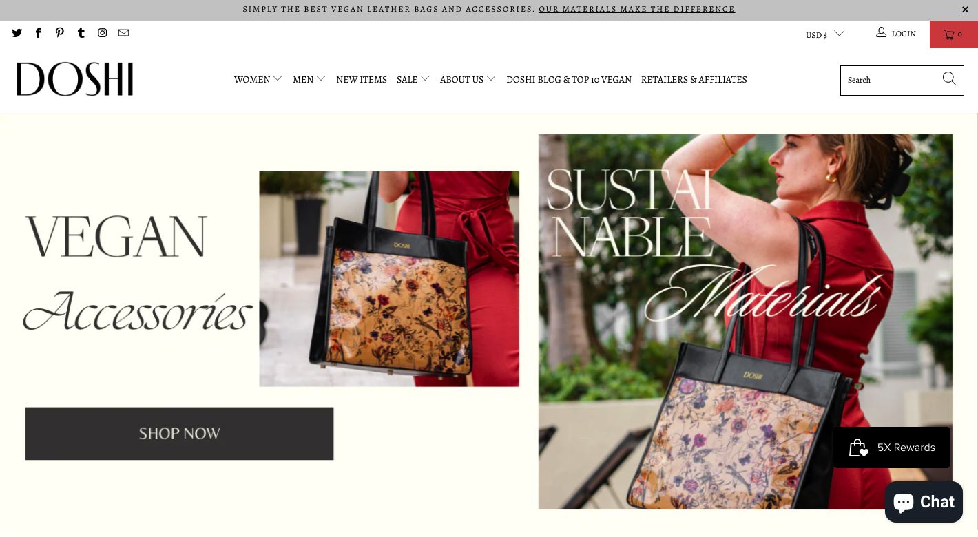 Doshi Vegan Bags Website