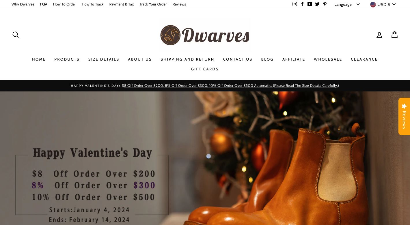 Dwarves Shoes Website