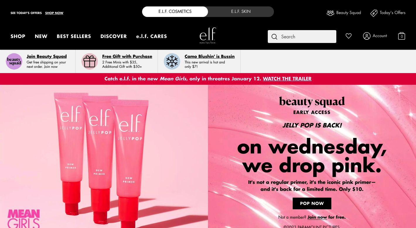 e.l.f. cosmetics Website