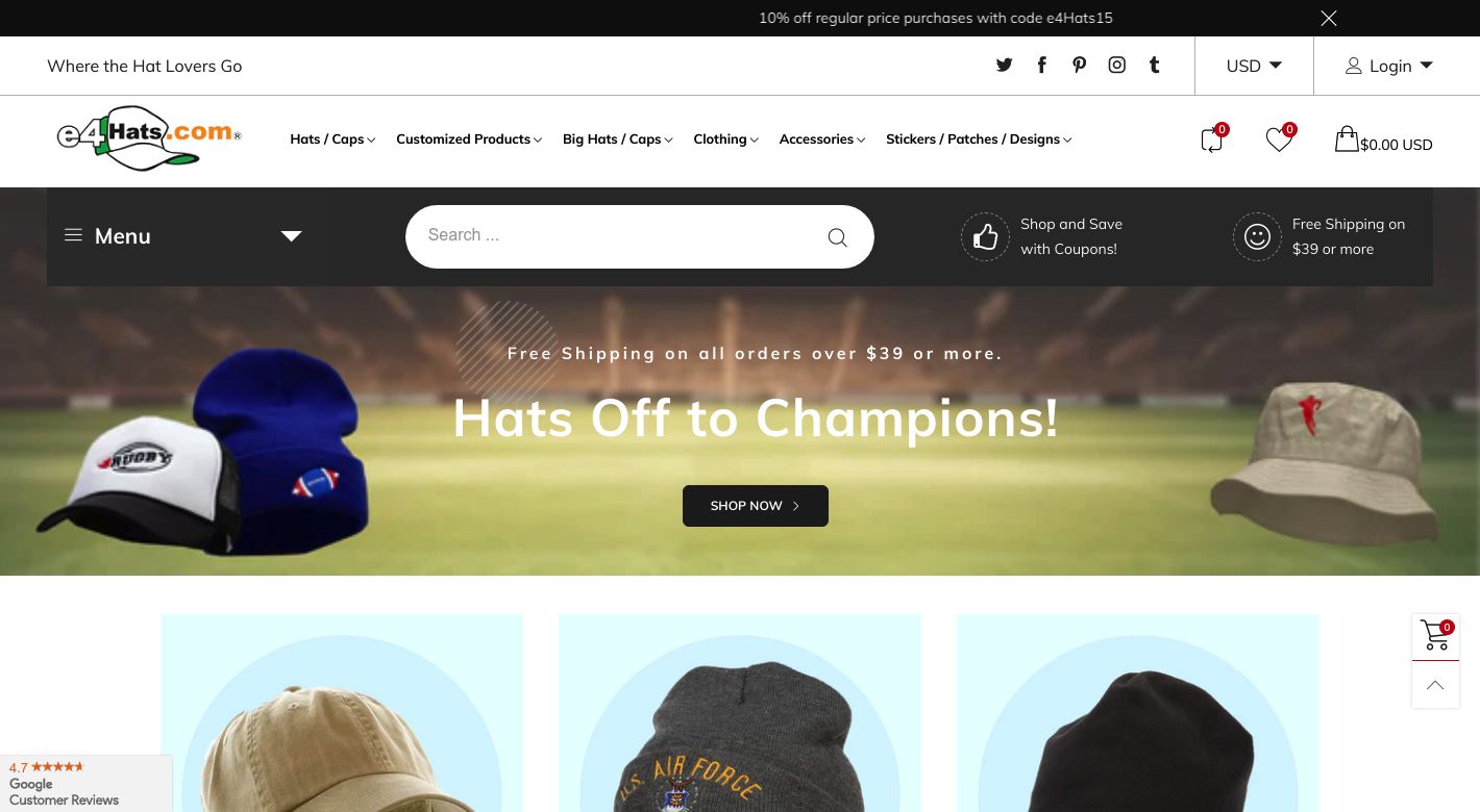 e4Hats.com Website