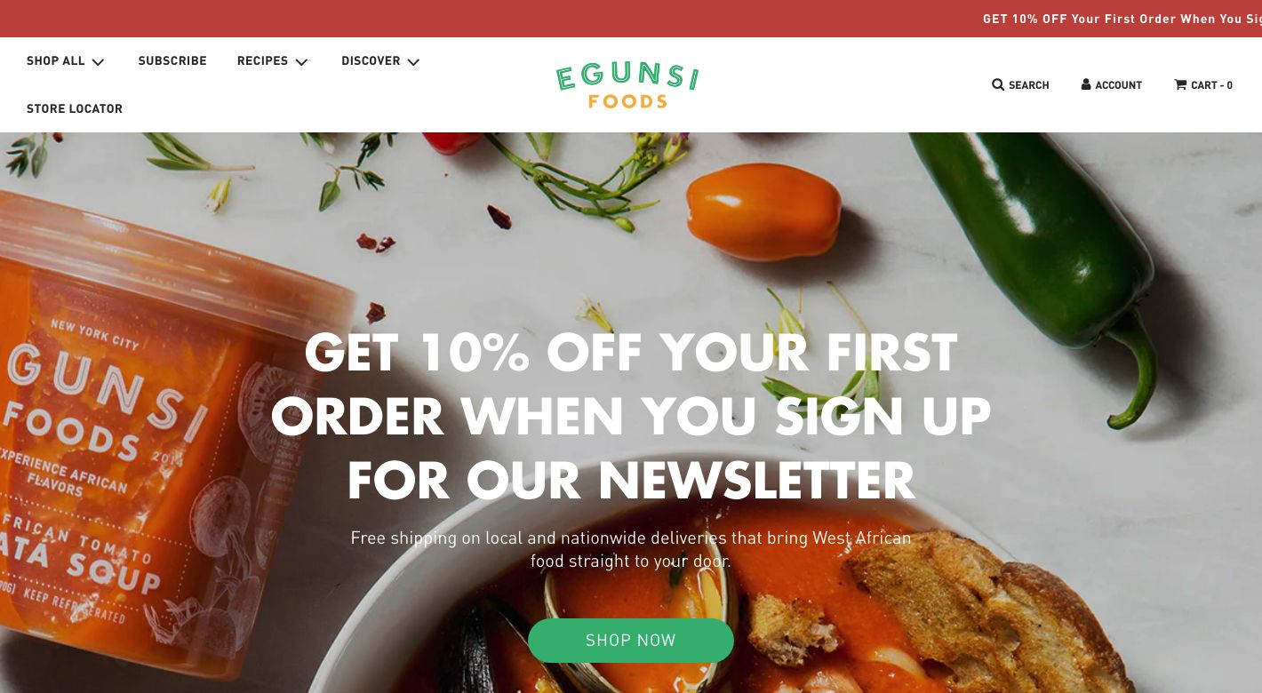 EgunsiFoods Website