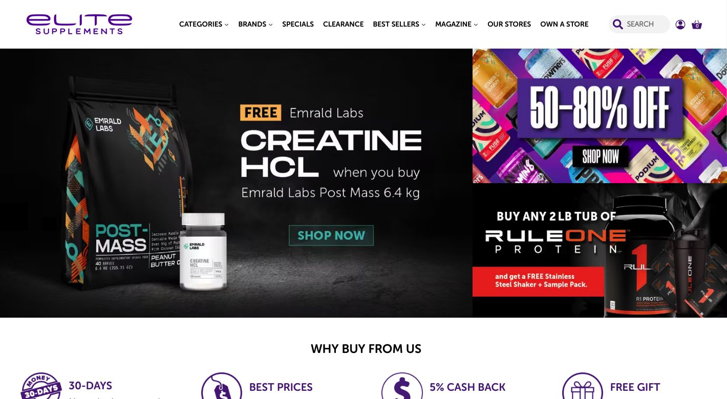 Elite Supplements Website