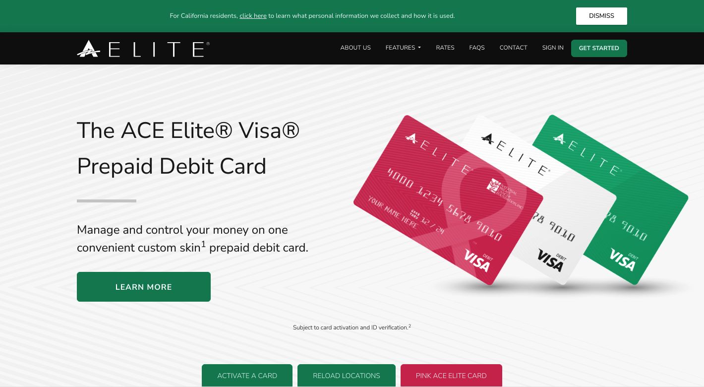 Elite Visa Prepaid Debit Card Website