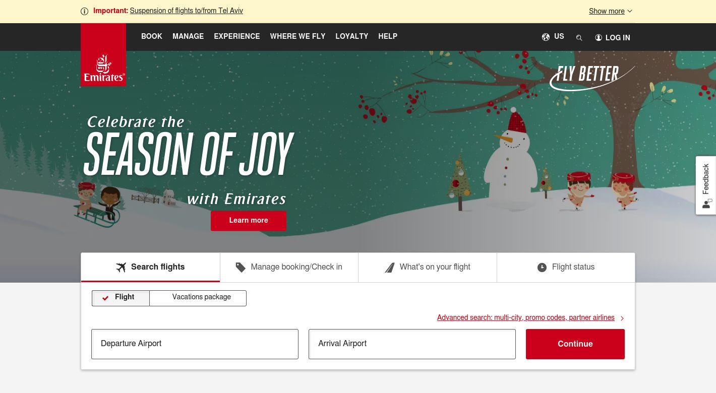 Emirates Website