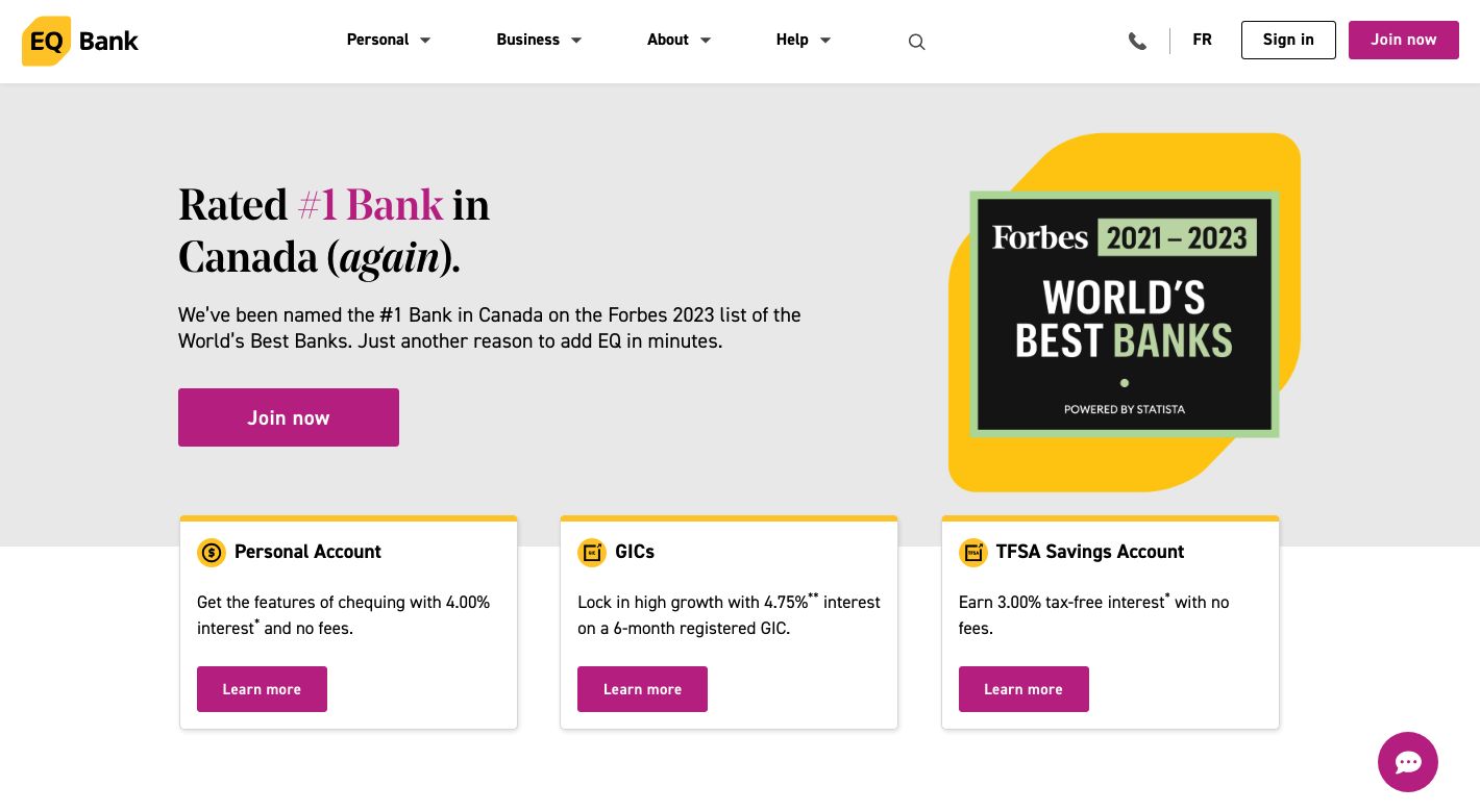 EQ Bank Website