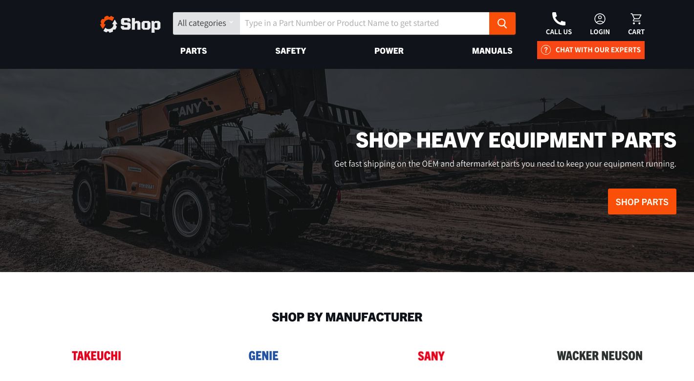 EquipmentShare Parts Website