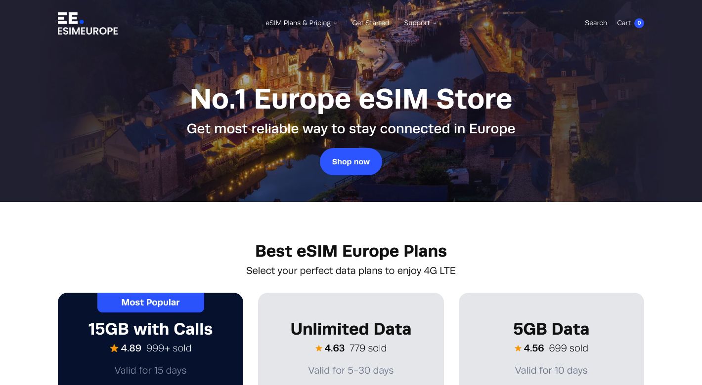 ESIM EUROPE Website