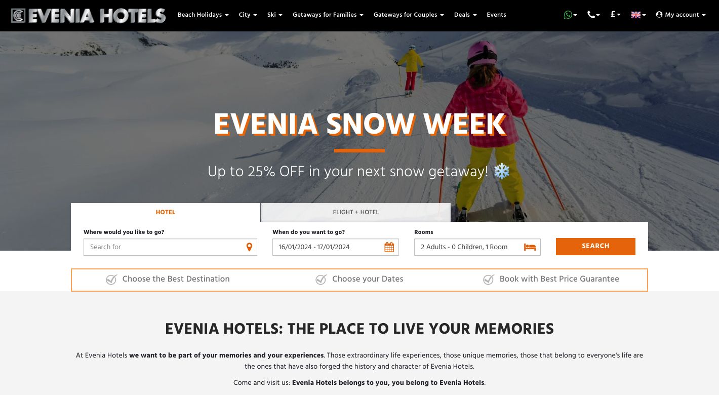Evenia Hotels Website