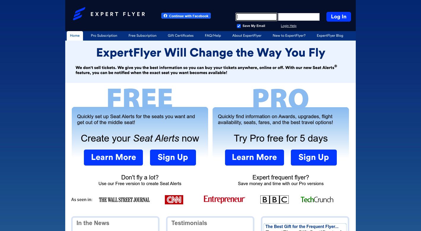 ExpertFlyer Website