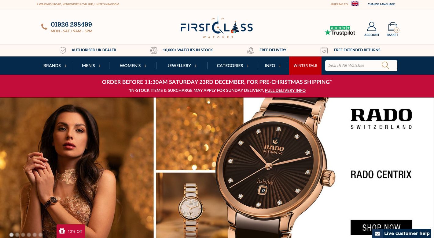 First Class Watches Website