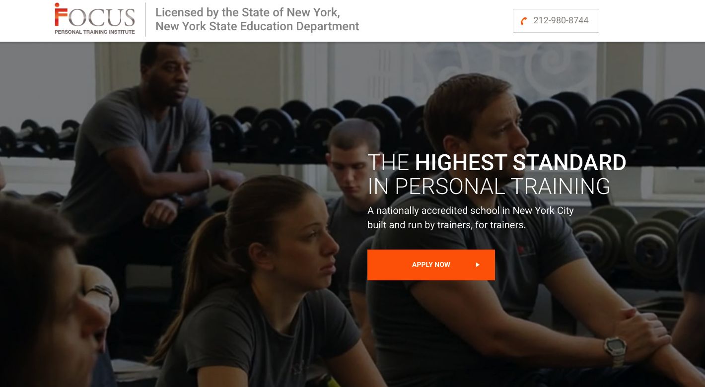 Focus Personal Training Institute Website