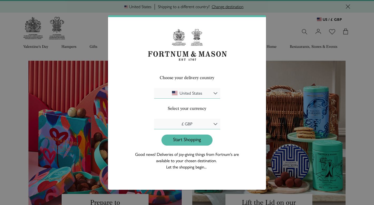 Fortnum & Mason Website