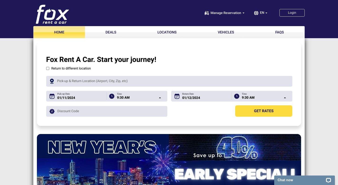 Fox Rent a Car Website