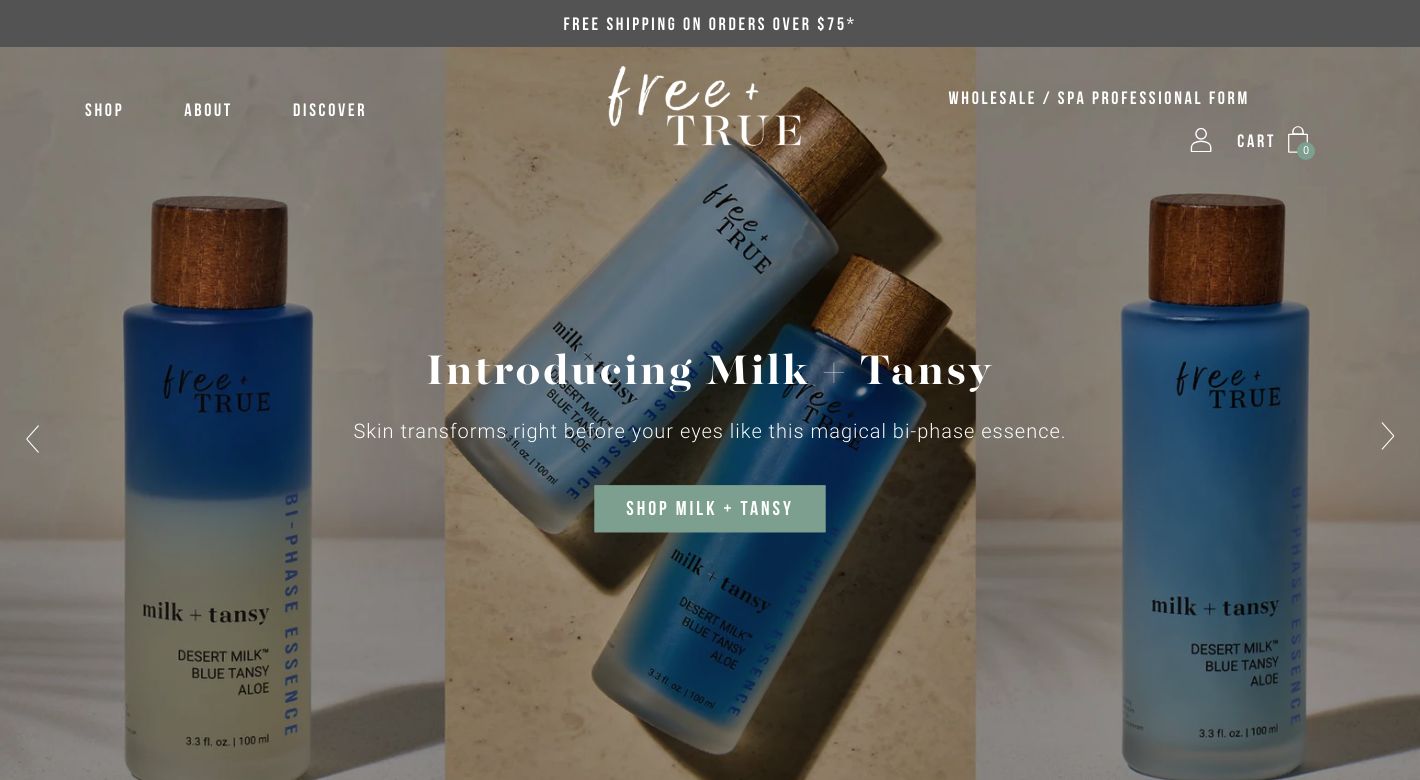 Free + True Skincare Website