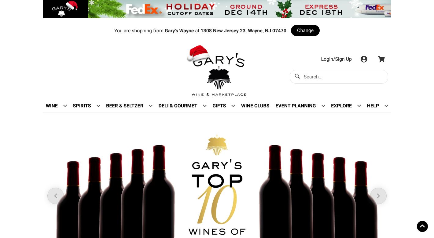 Gary's Wine & Marketplace Website