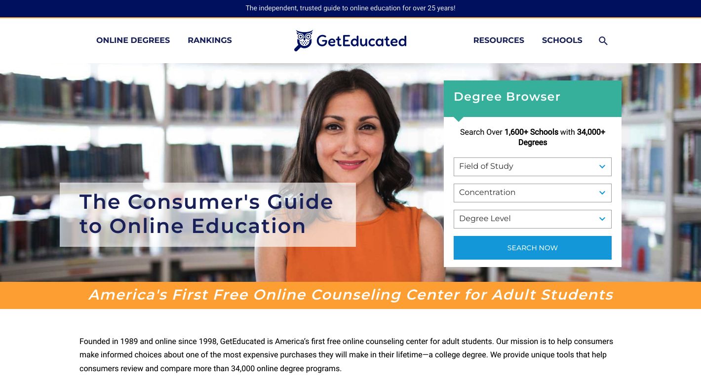 GetEducated Website