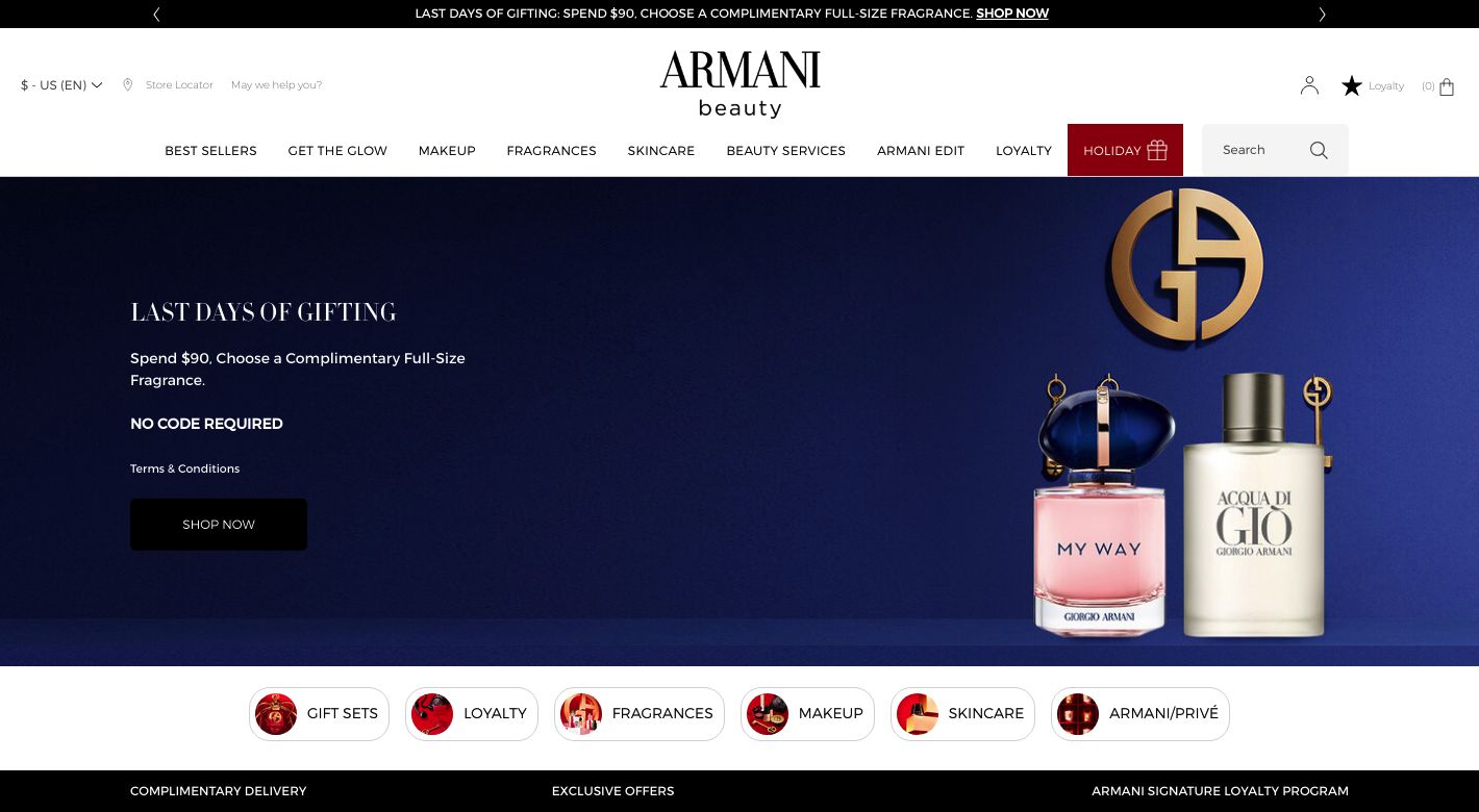 Giorgio Armani Beauty Website