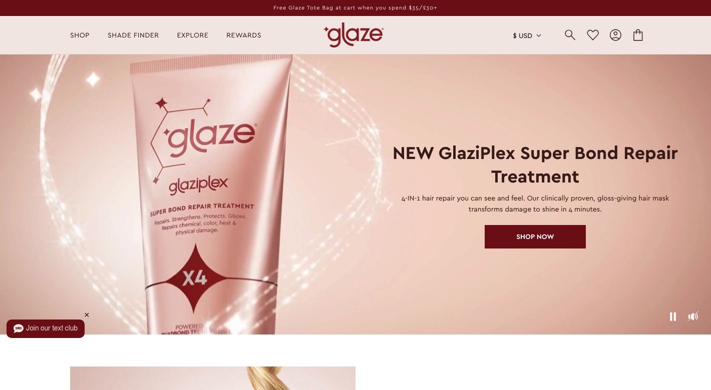 Glaze Hair Website