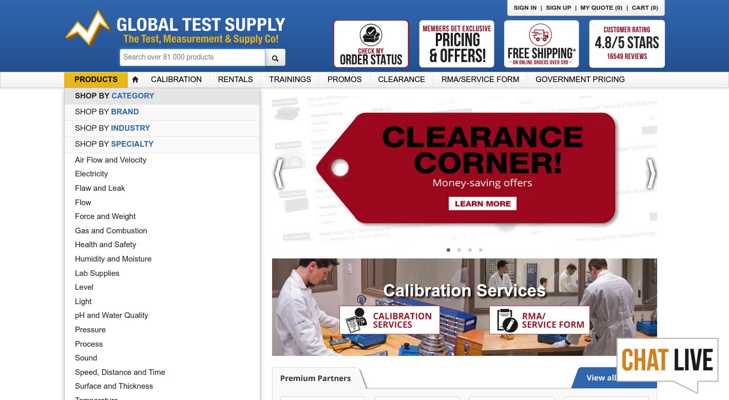 Global Test Supply Website