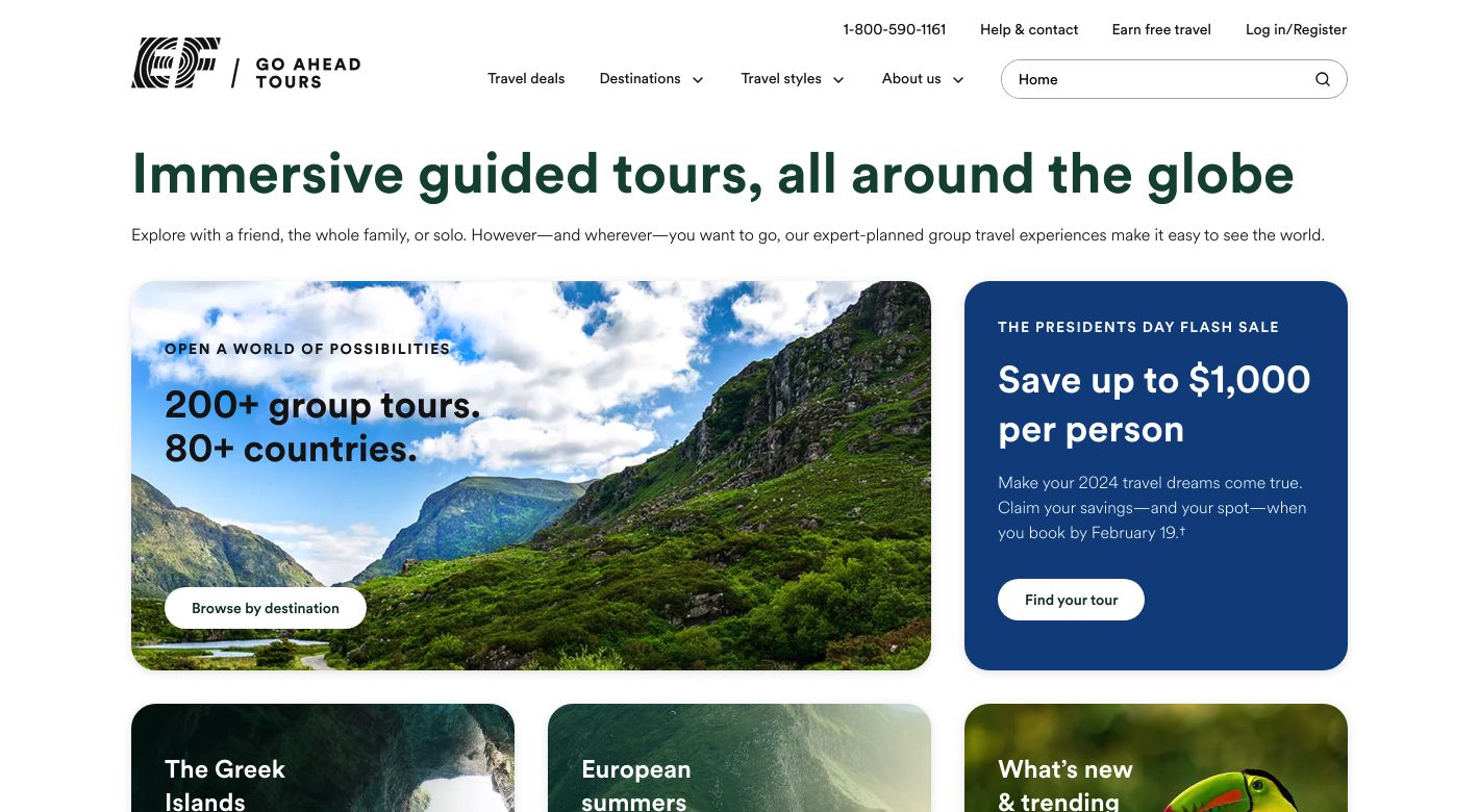 Go Ahead Tours Website