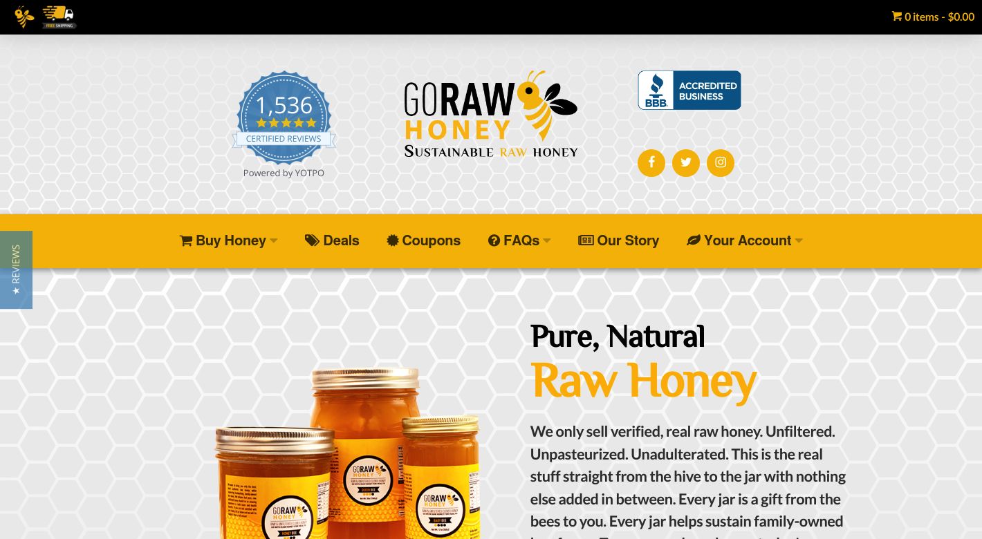 Go Raw Honey Website