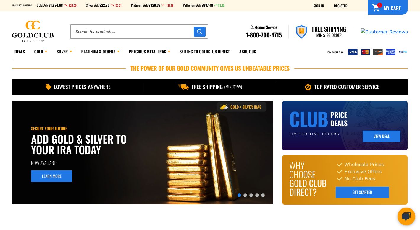 GoldClub Direct Website