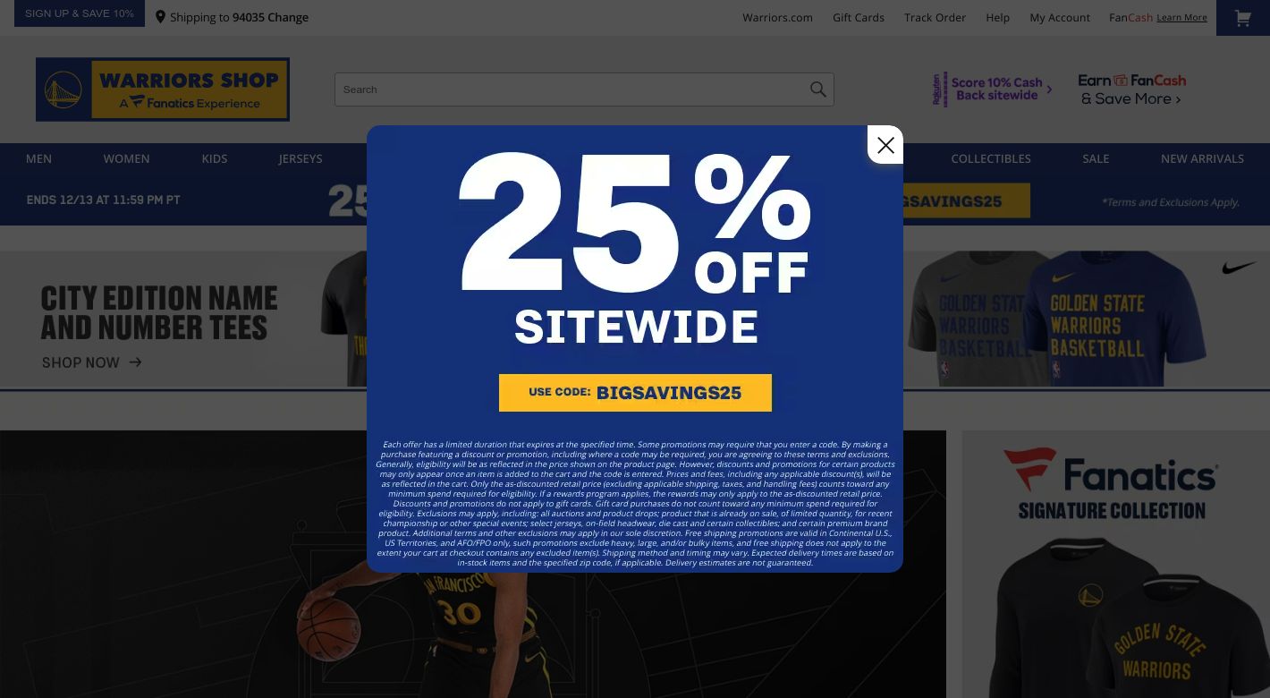 Golden State Warriors Shop Website