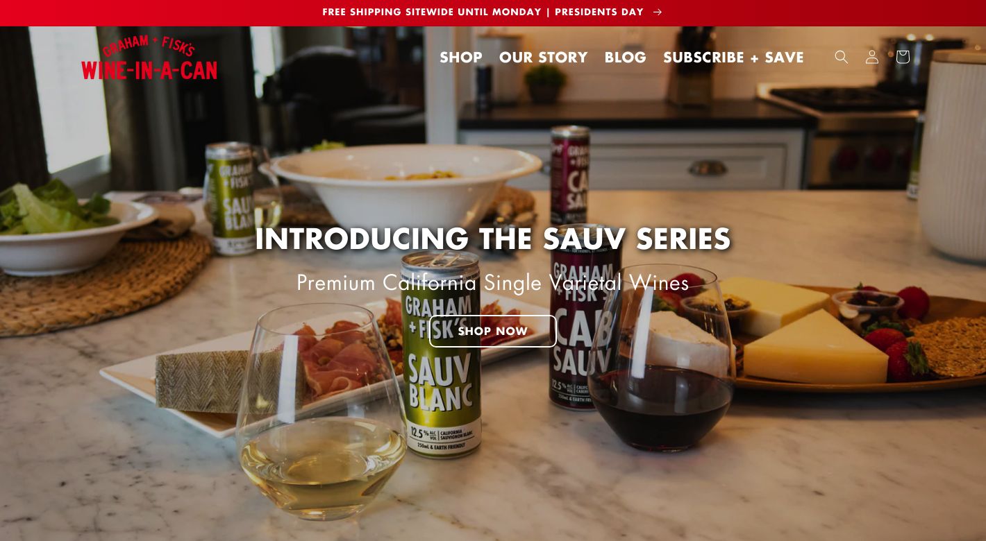 Graham + Fisk's Wine-In-A-Can Website