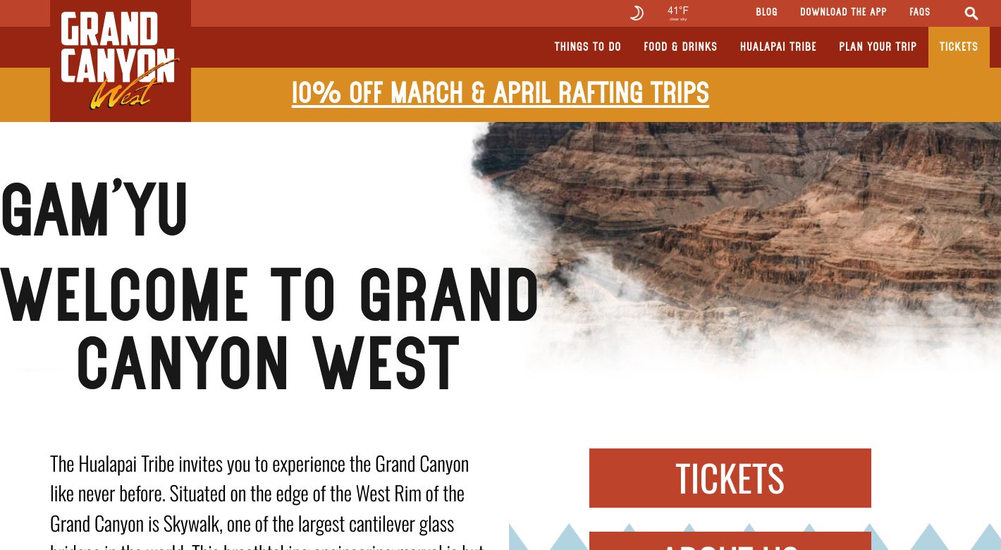 Grand Canyon West Website