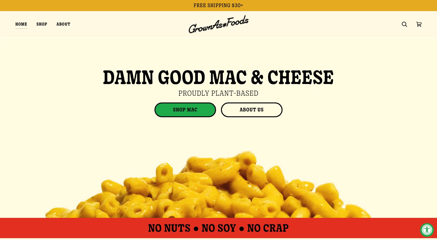 GrownAs* Foods Website