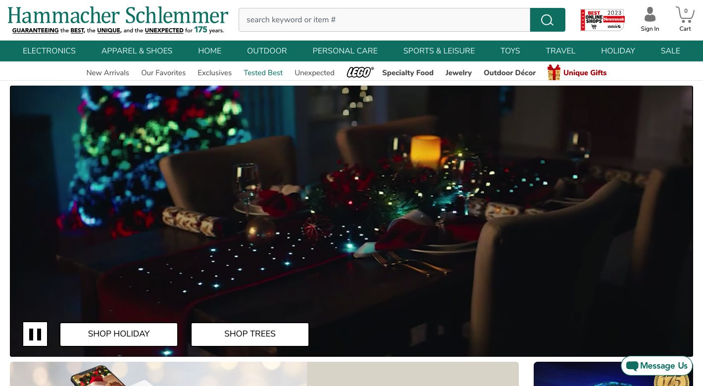 Hammacher Schlemmer Website