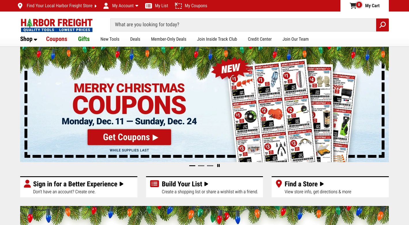 Harbor Freight Tools Website