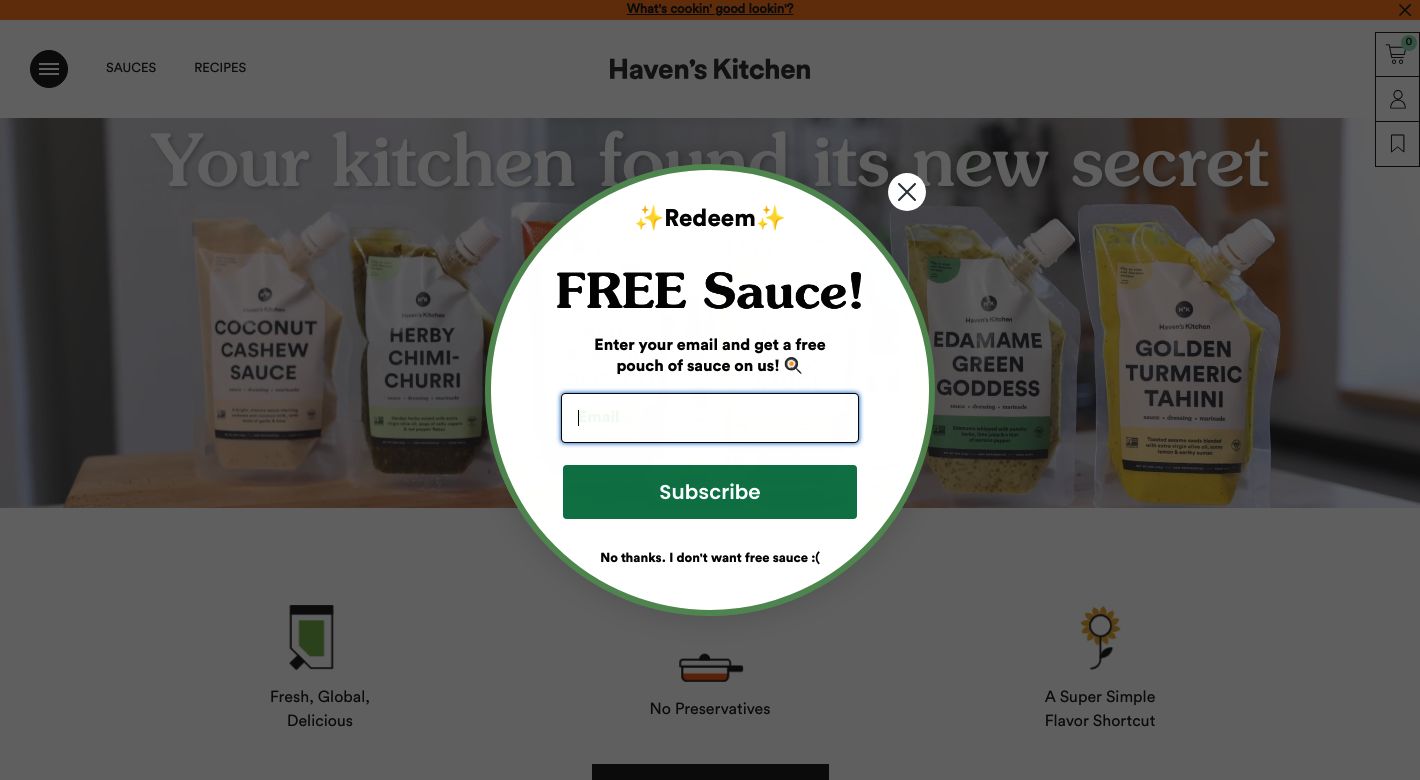 Haven's Kitchen Website