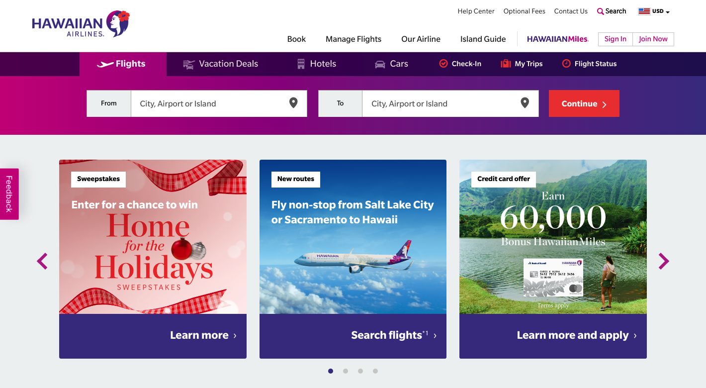 Hawaiian Airlines Website