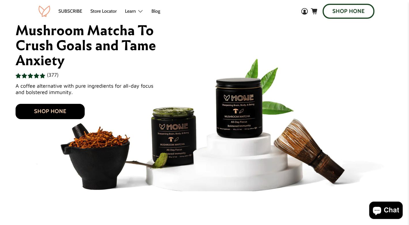 Hone Mushroom Matcha Media Website