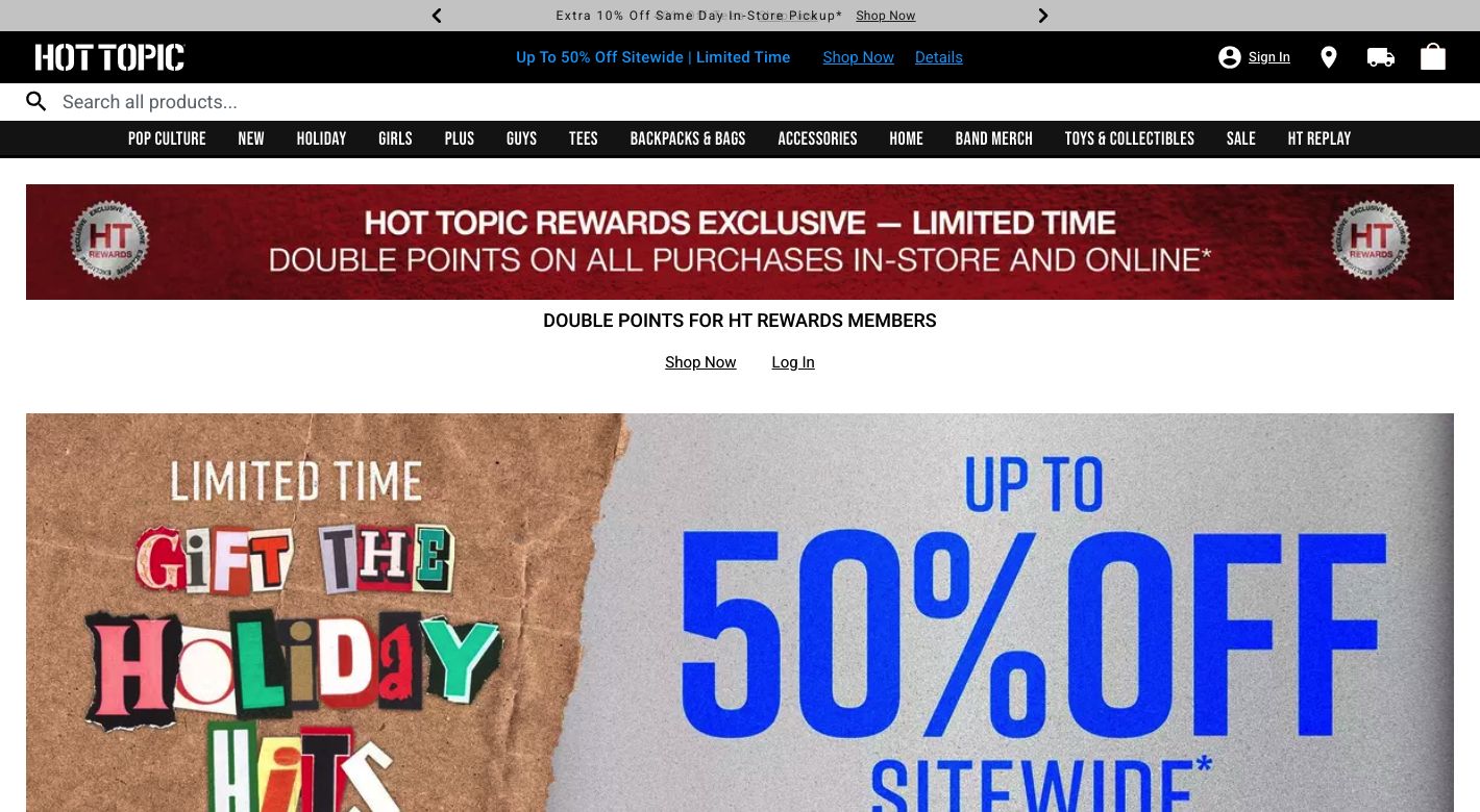 Hot Topic Website