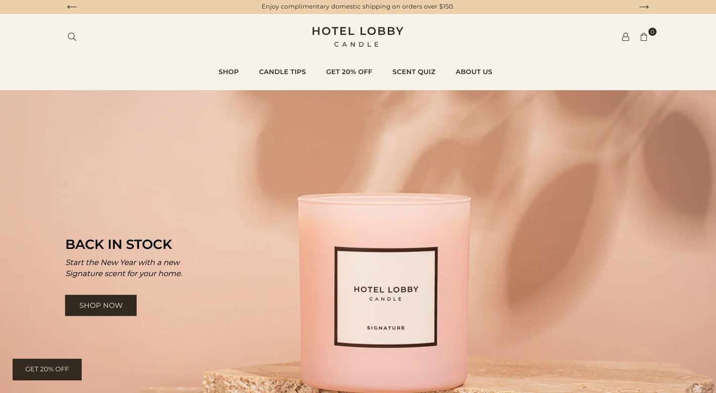 Hotel Lobby Candle Website