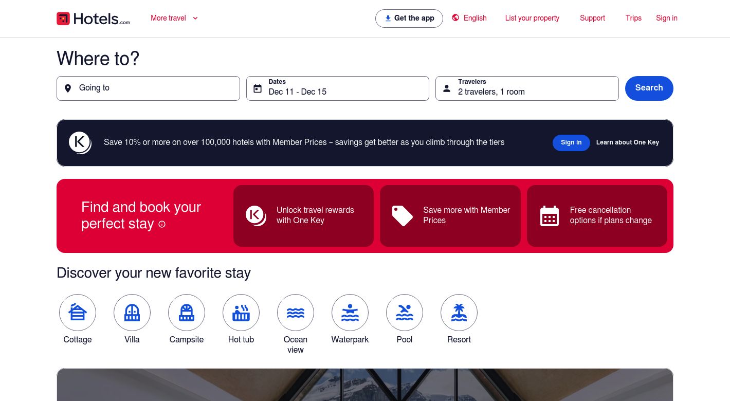 Hotels.com Website