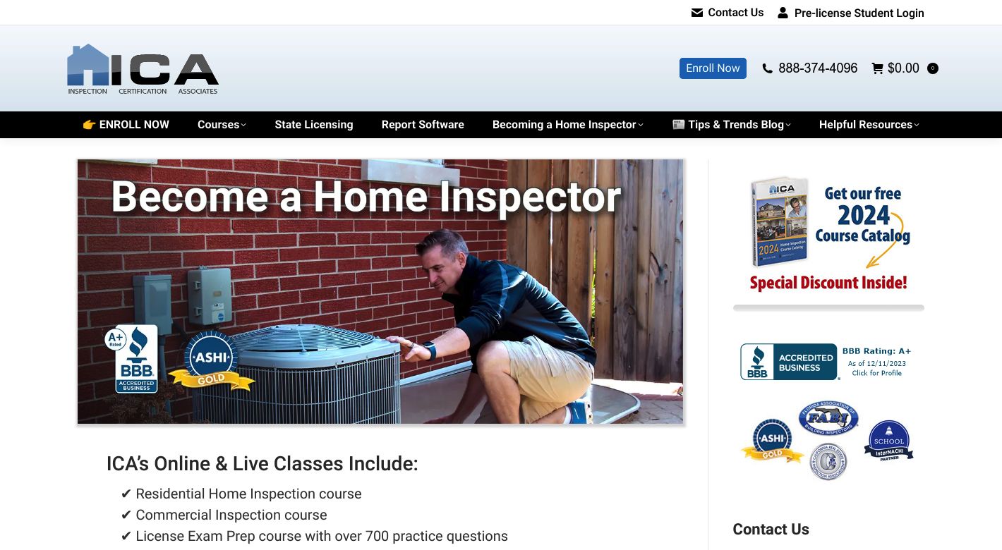 ICA Home Inspector Training Website