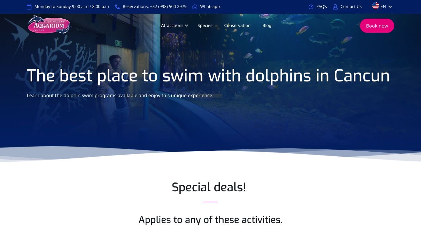 Interactive Aquarium Cancun Website