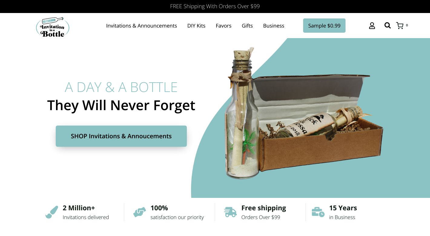 InvitationInABottle.com Website