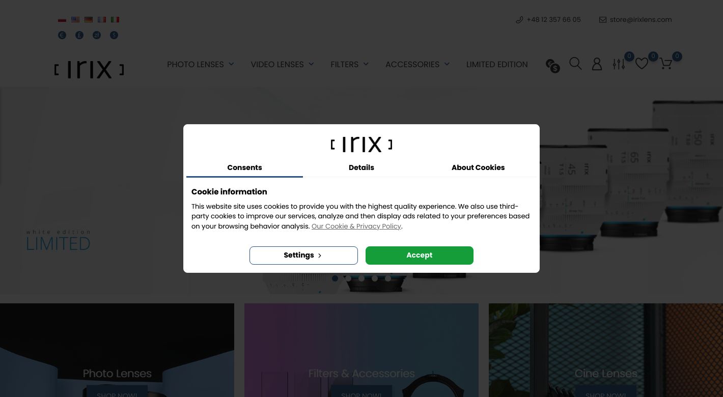 Irix Lens Website