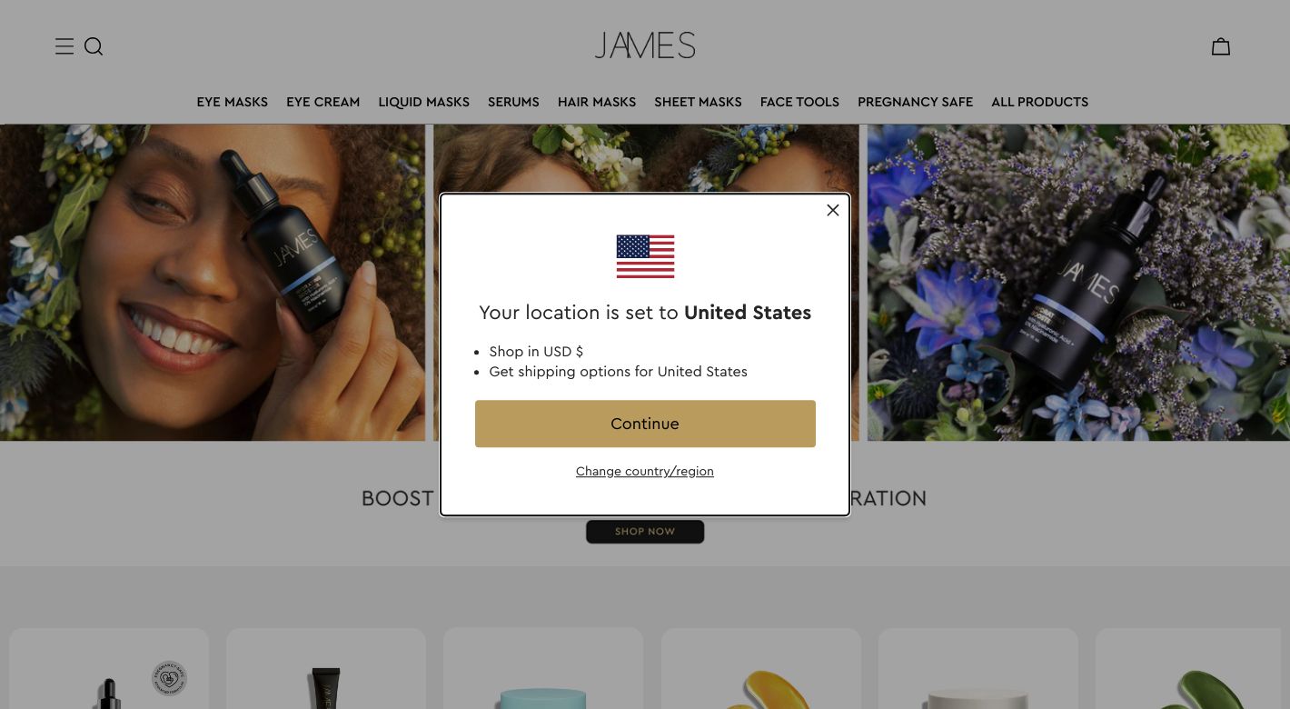 James Cosmetics Website