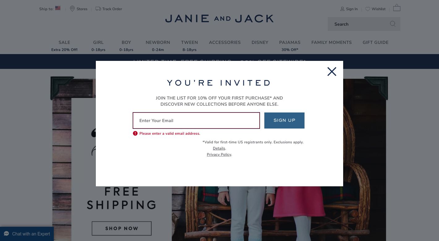 Janie and Jack Website