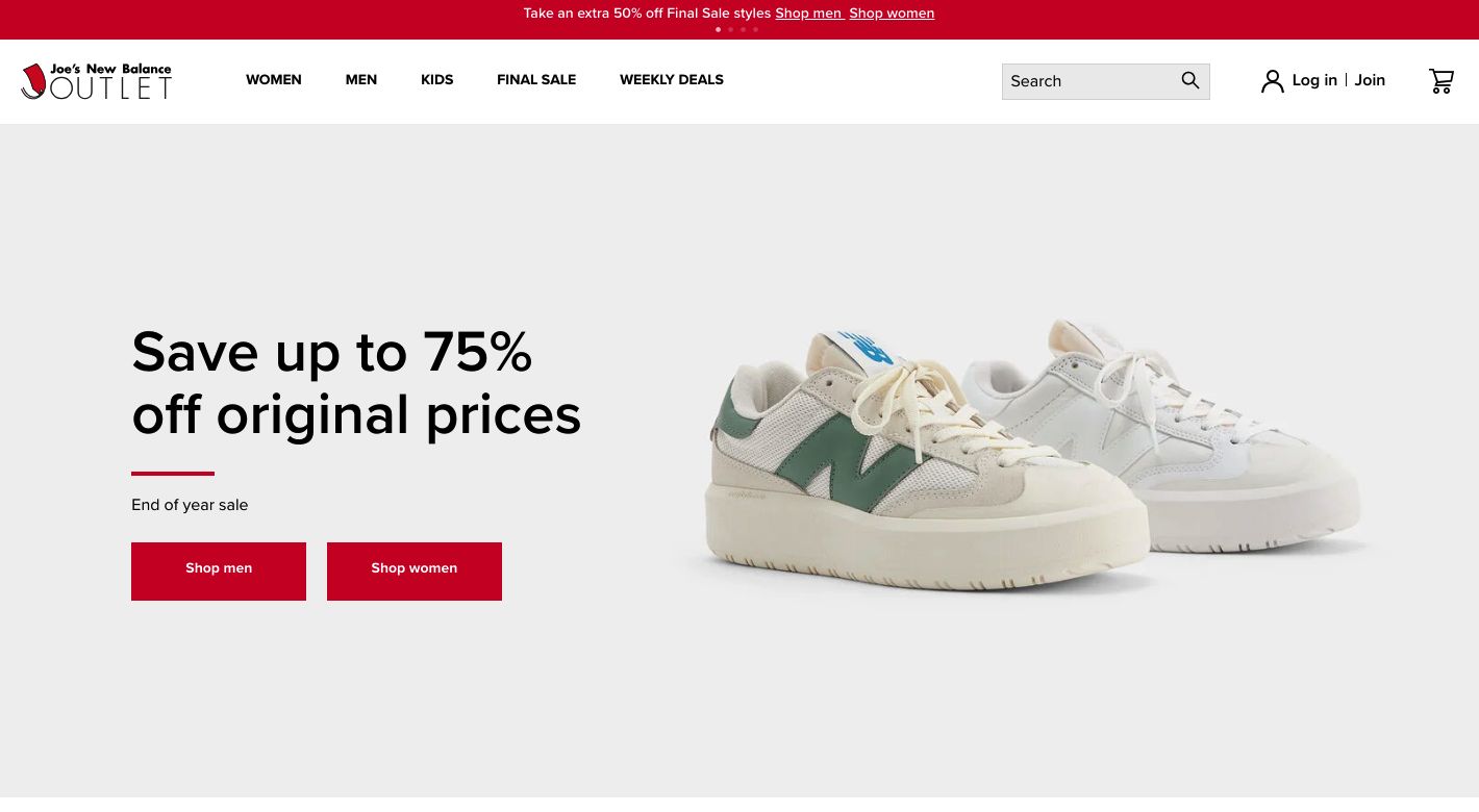 Joe's New Balance Outlet Website