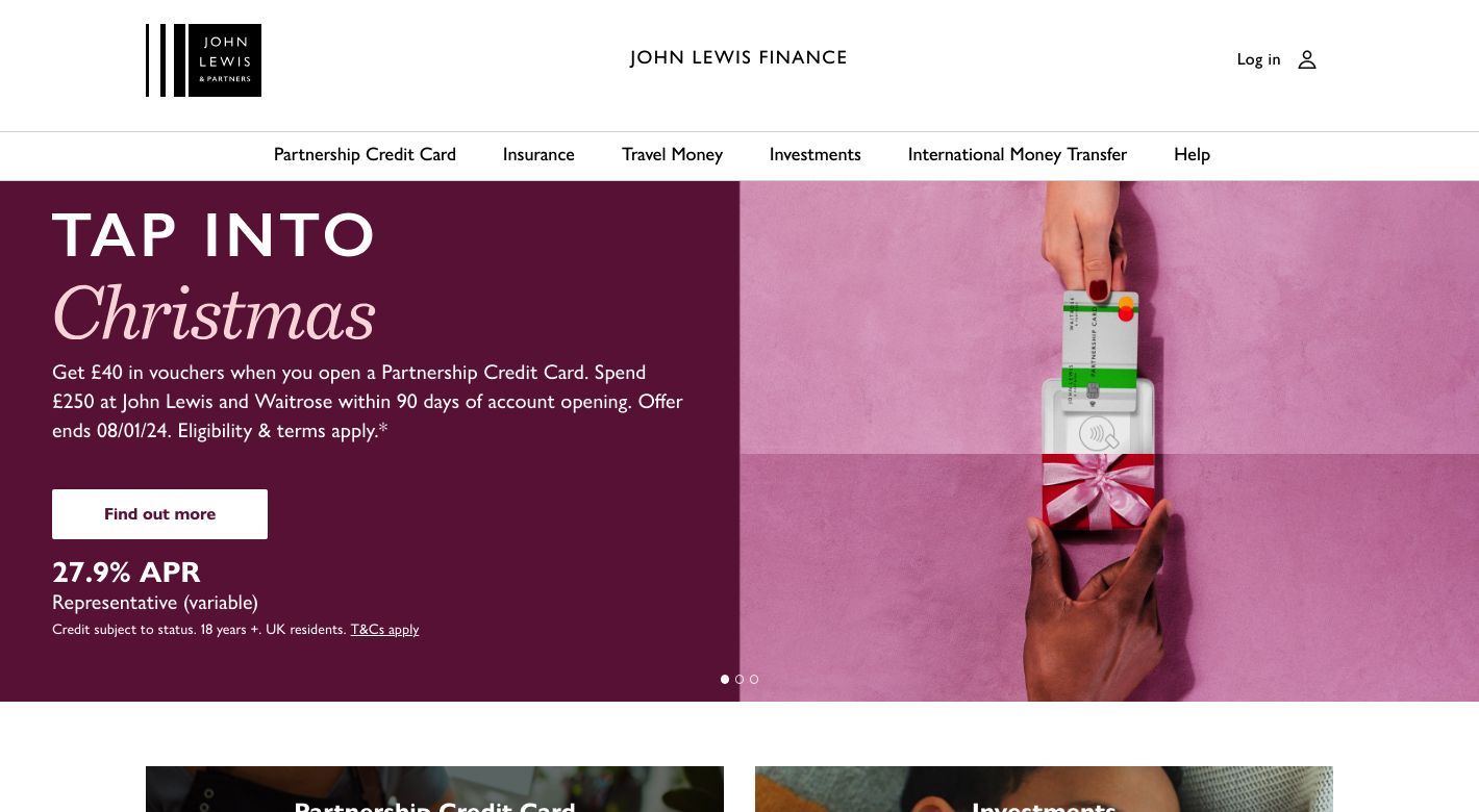 John Lewis Finance Website