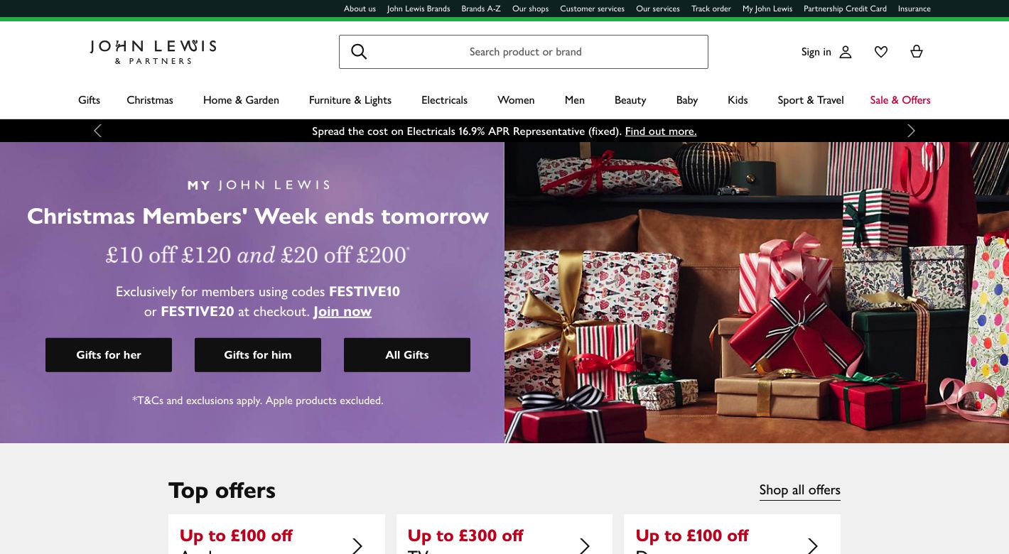 John Lewis & Partners Website